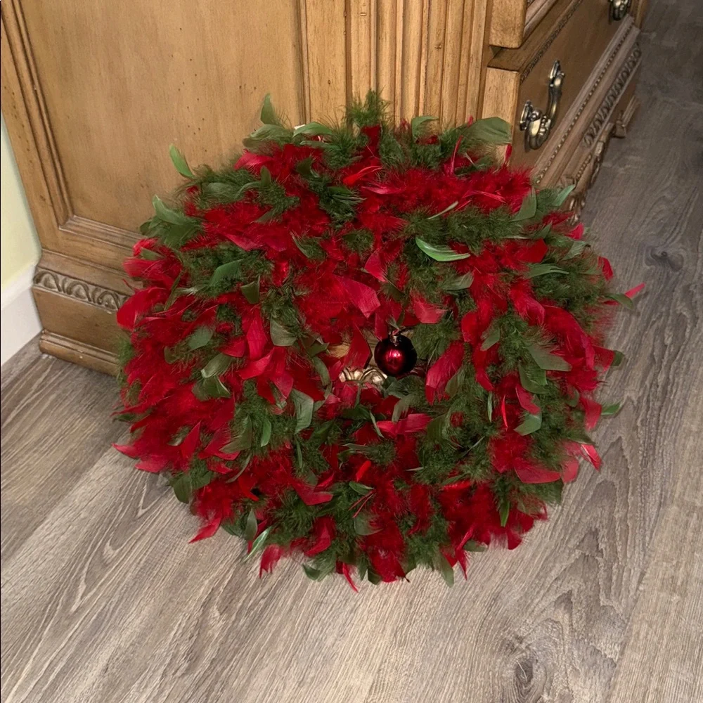 Original Boxed Angel Wreath Crafted of Beautiful Dyed Feathers with Hook